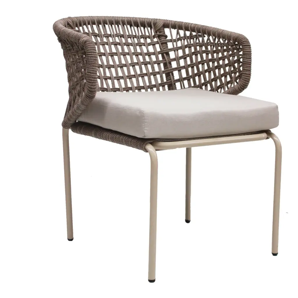 Chamela silla acero galvanizado beige, textilene beige y loneta // Exterior 100% 