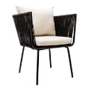 Chetumal silla acero galvanizado negro textilene negro cojinería en tela loneta  // Exterior 100% 