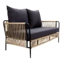 Chetumal love seat acero galvanizado negro y textilene beige con tela loneta // Exterior 100% 