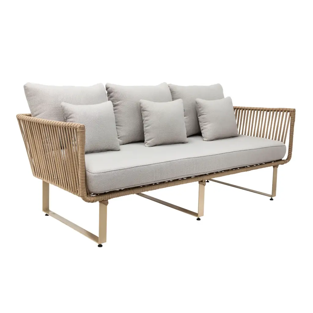 Vallarta sofá metal beige cuerda beige cojinería loneta // Exterior techado
