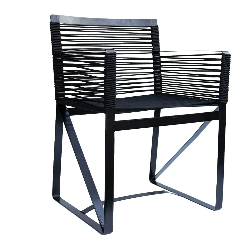 Xalapa silla acero galvanizado negro textilene negro // Exterior 100% 