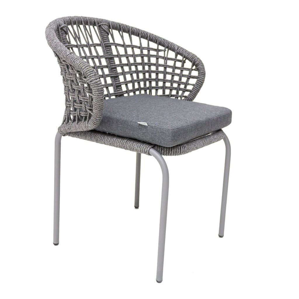 Chamela silla acero galvanizado gris, textilene gris y loneta // Exterior 100% 