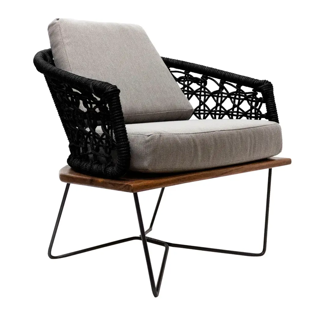 Yelapa sillón acero galvanizado negro textilene negro  tela loneta // Exterior 100% 