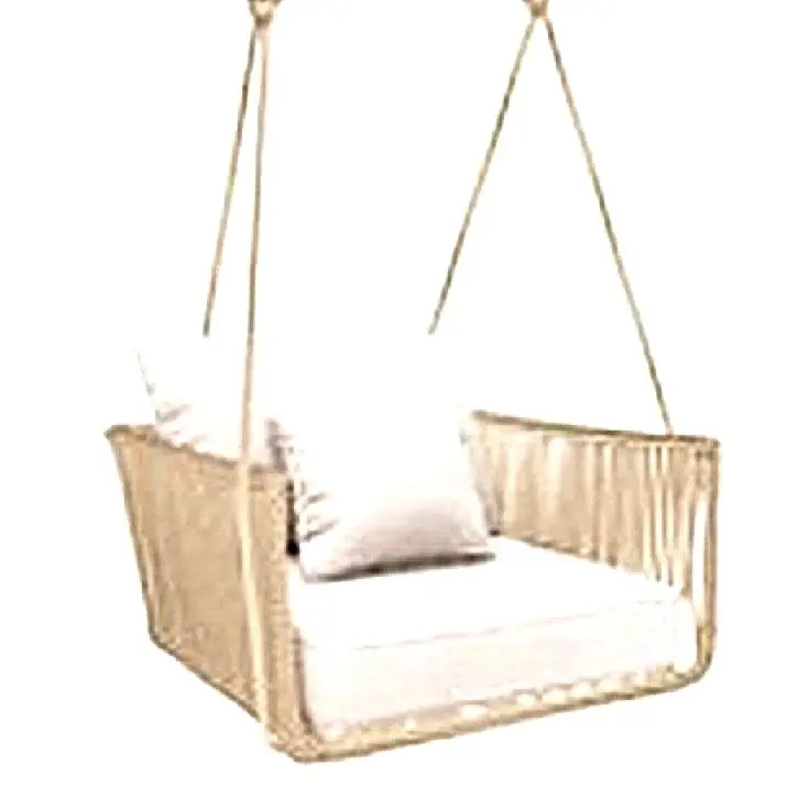 Vallarta columpio sillón metal beige cuerda beige cojinería // Exterior techado