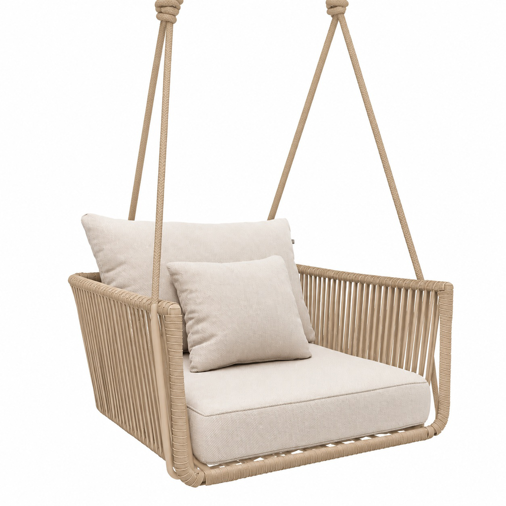 Vallarta columpio sillón acero galvanizado beige textilene beige loneta // Exterior 100% 