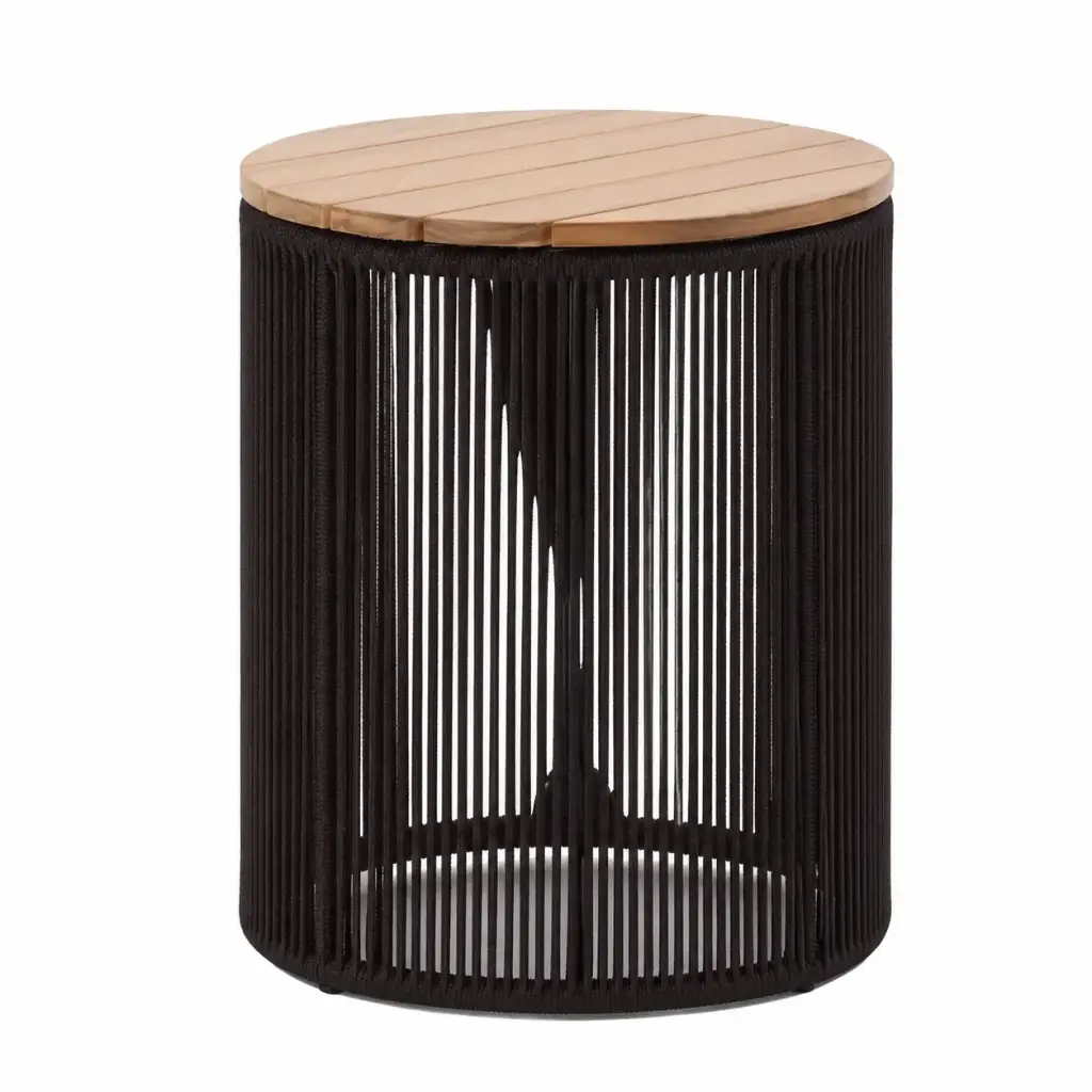Dandara mesa auxiliar 40 cm acero galvanizado negro textilene negro // Exterior 100%