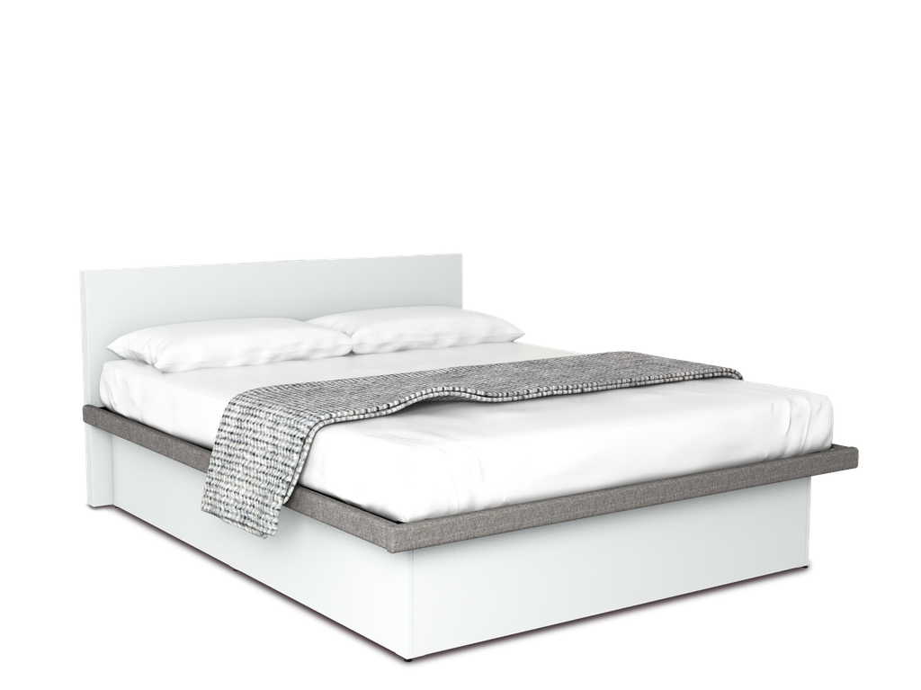 Cunert base de cama matrimonial con laminado de madera color blanca // MS