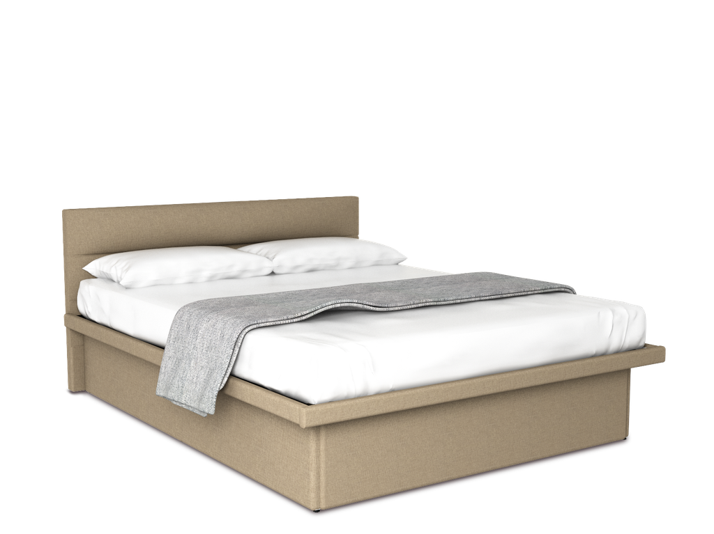 Cunert base de cama queen size con tapicería color café claro // MS