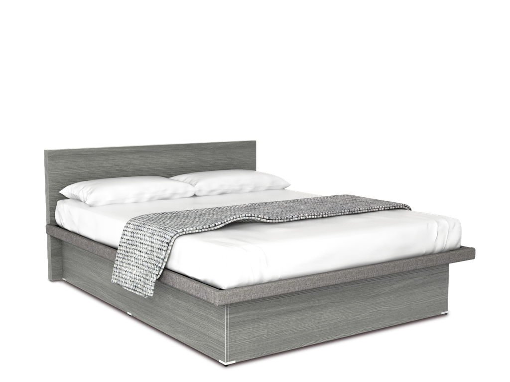 Cunert base de cama matrimonial con laminado de madera color fresno // MS