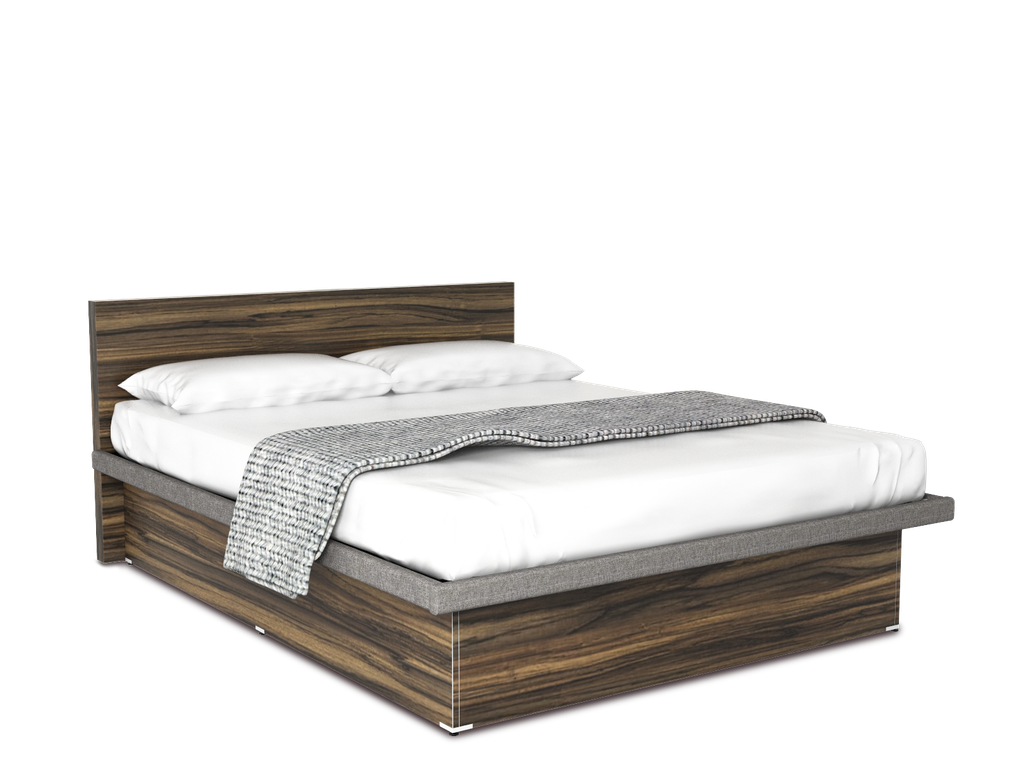 Cunert base de cama matrimonial con laminado de madera color tzalam // MS