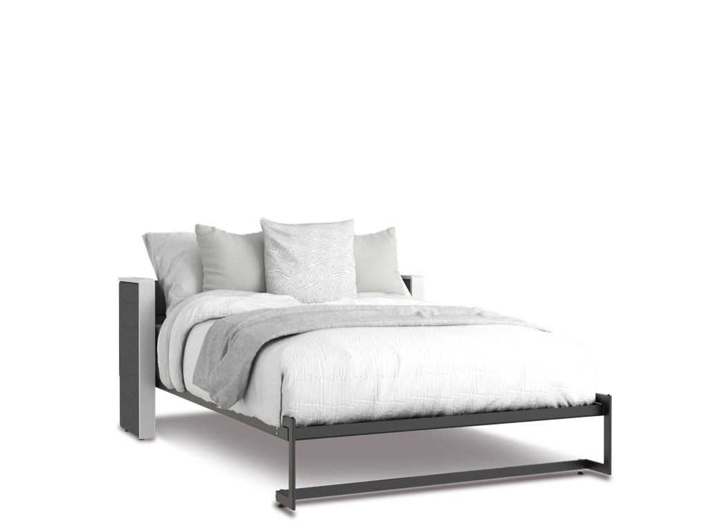 Esentelle base de cama queen size con laminado de madera color blanca // MS