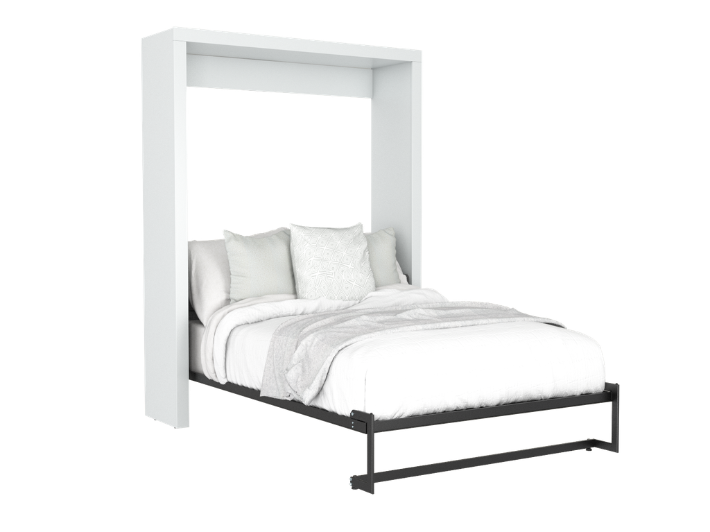 Lina base de cama queen size con laminado de madera color blanca // MS