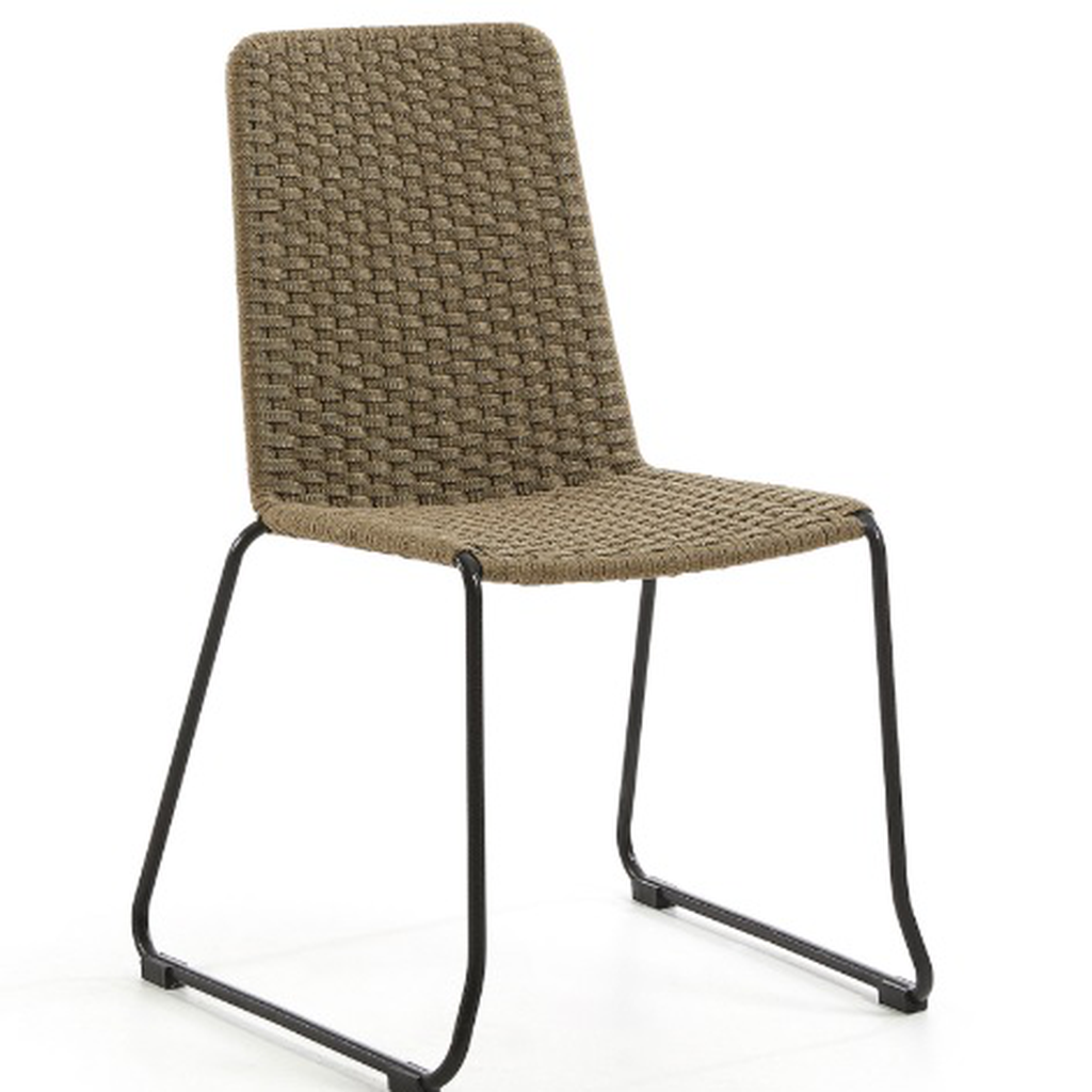 Cocula silla metal negro cuerda beige