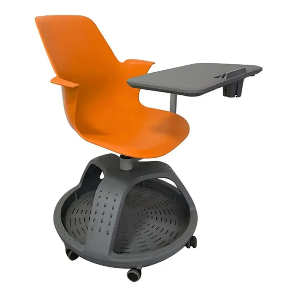 Pupitre mesa banco giratorio con ruedas color naranja