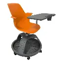 Pupitre mesa banco giratorio con ruedas color naranja