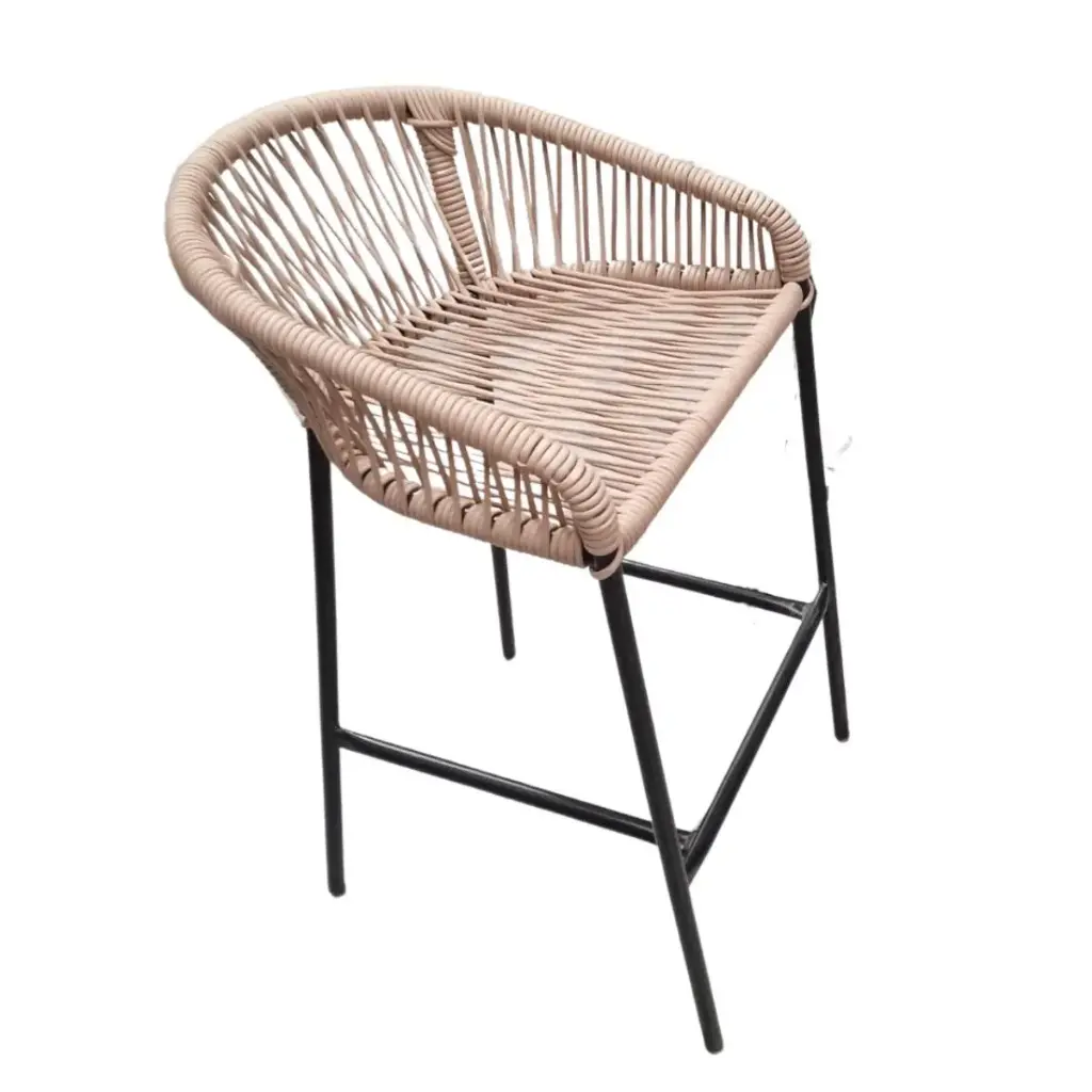 Tequila banco metal negro cuerda beige