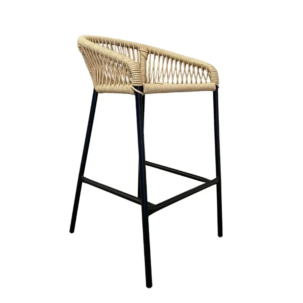 Tequila banco metal negro cuerda beige