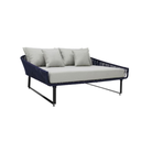 Vallarta cama de día estructura negra cuerda azul marino tela loneta