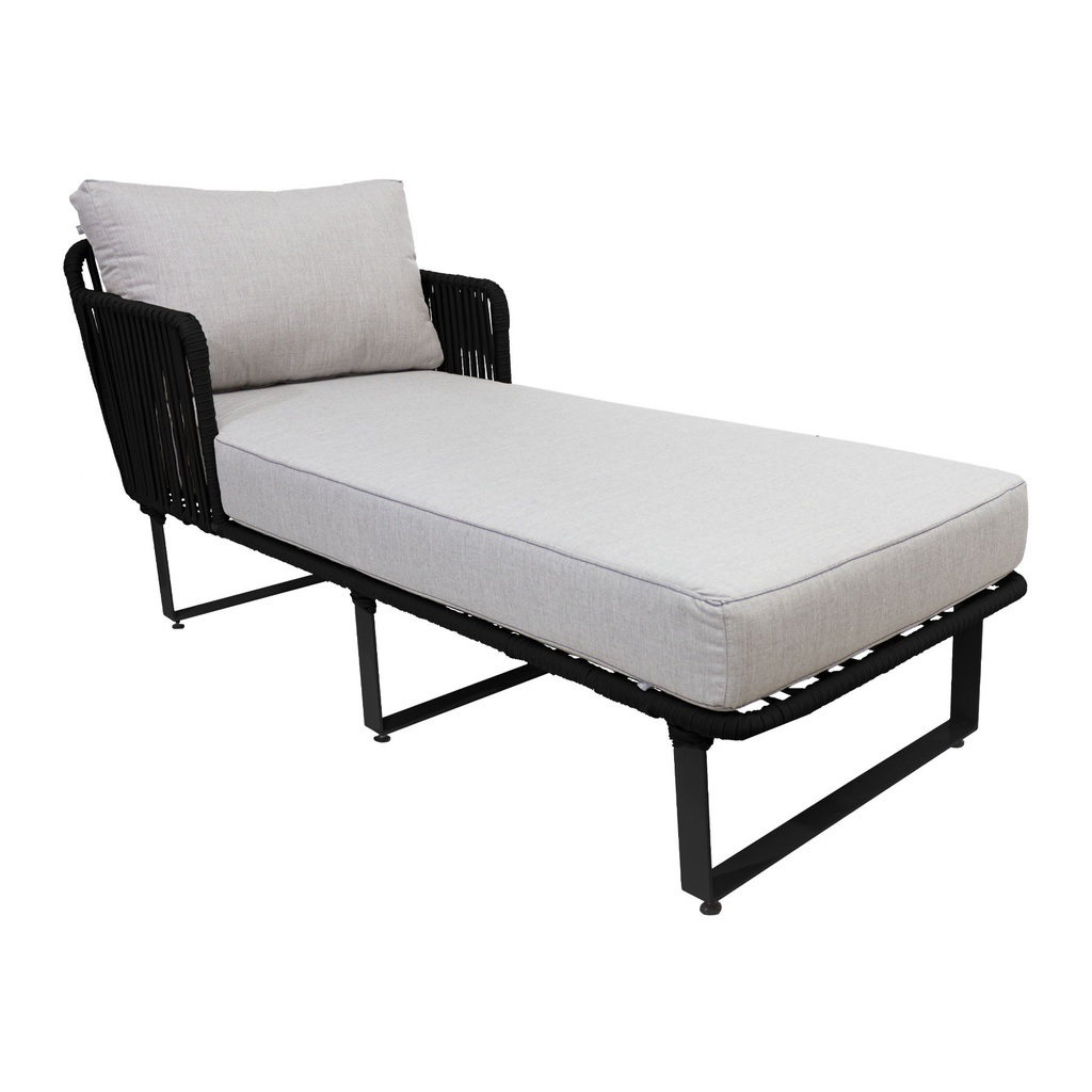 Vallarta camastro metal negro cuerda negra tela loneta // Exterior techado