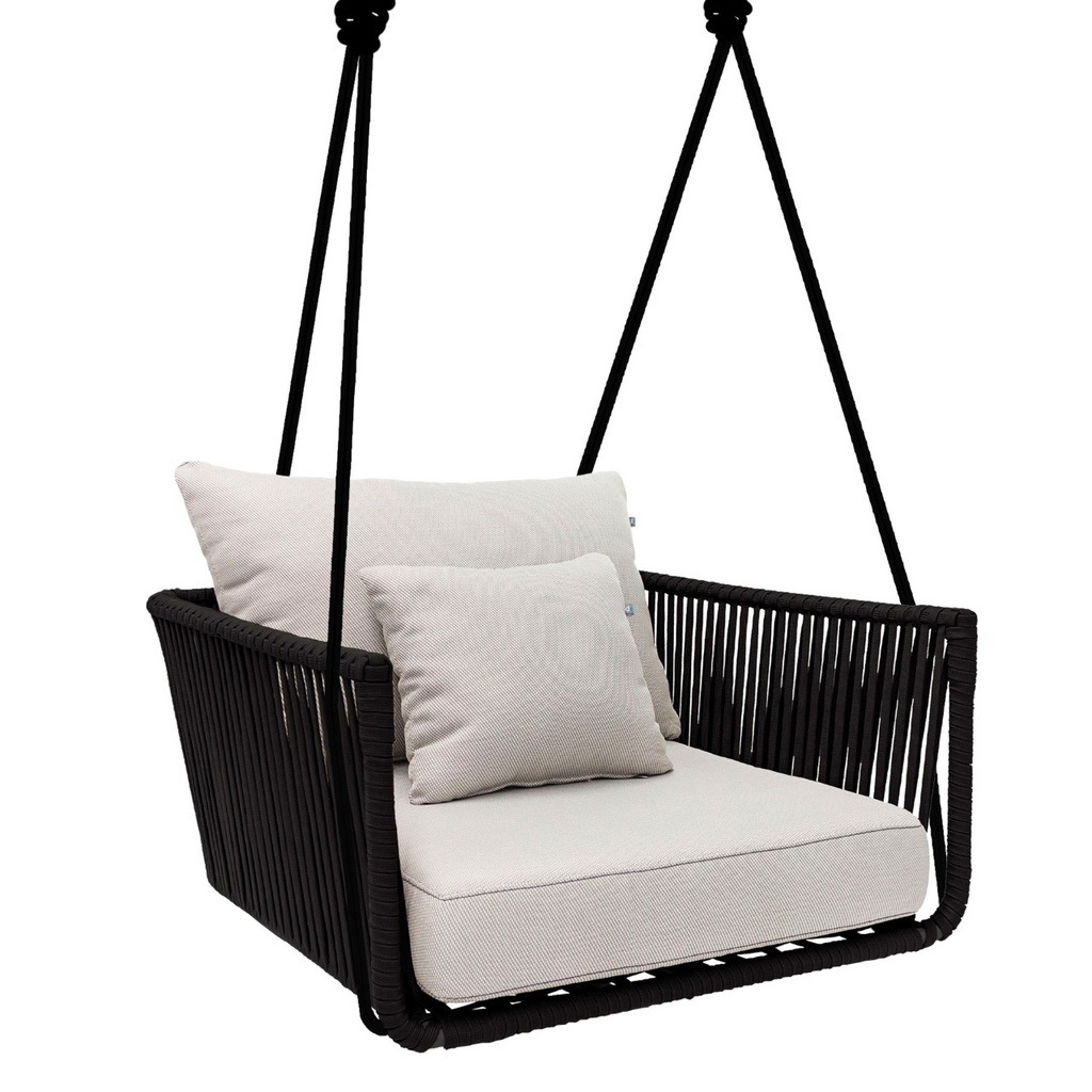 Vallarta columpio sillón cuerda negra con cojinería // Exterior techado