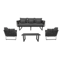 Vallarta sala 3+1+1+ mesa metal gris cuerda gris con cojinería // Exterior techado