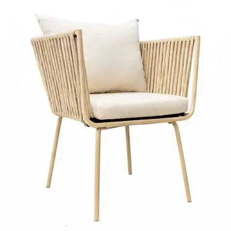 Chetumal silla metal beige cuerda beige cojinería // Exterior techado