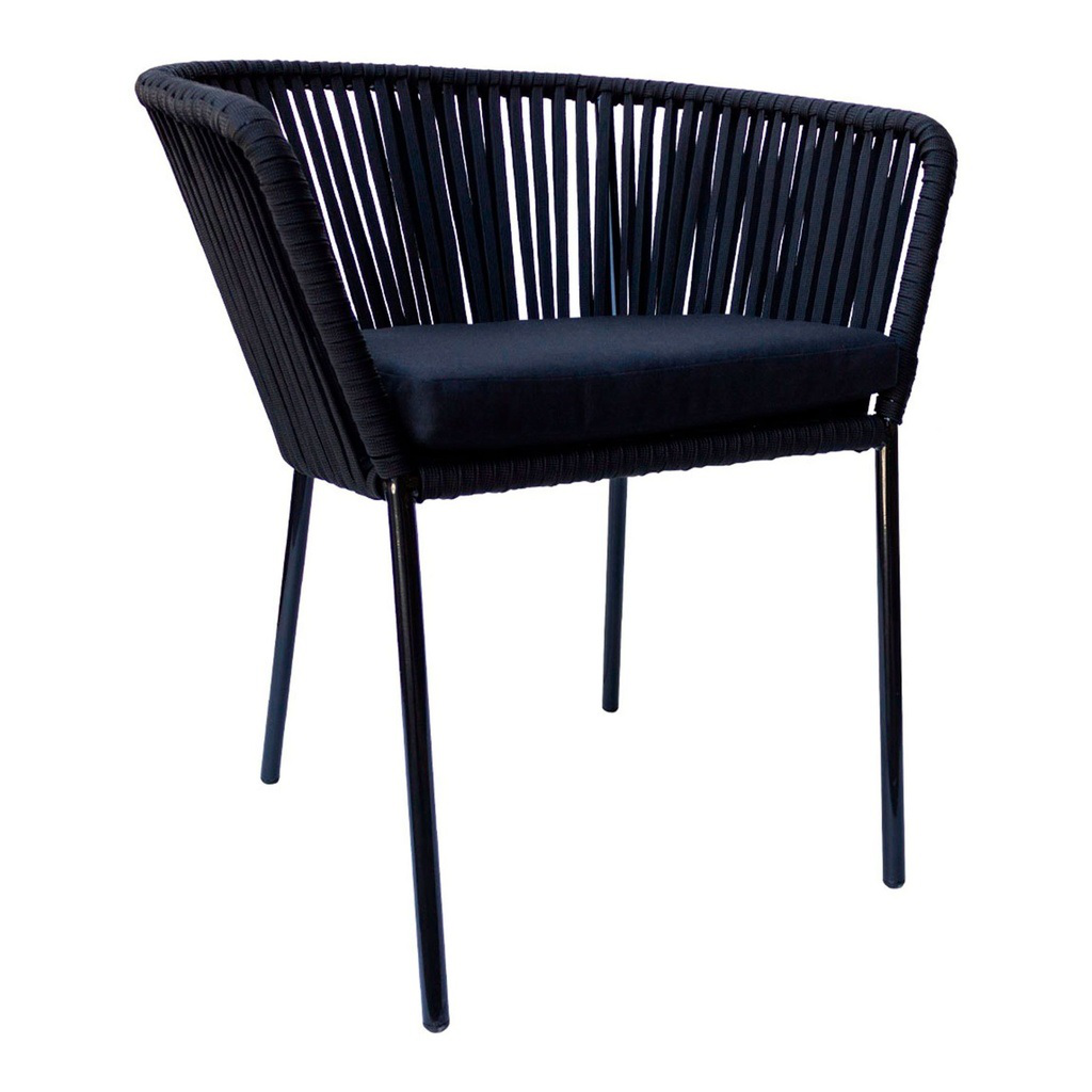 Jalisco silla metal negro cuerda negra cojín // Exterior techado