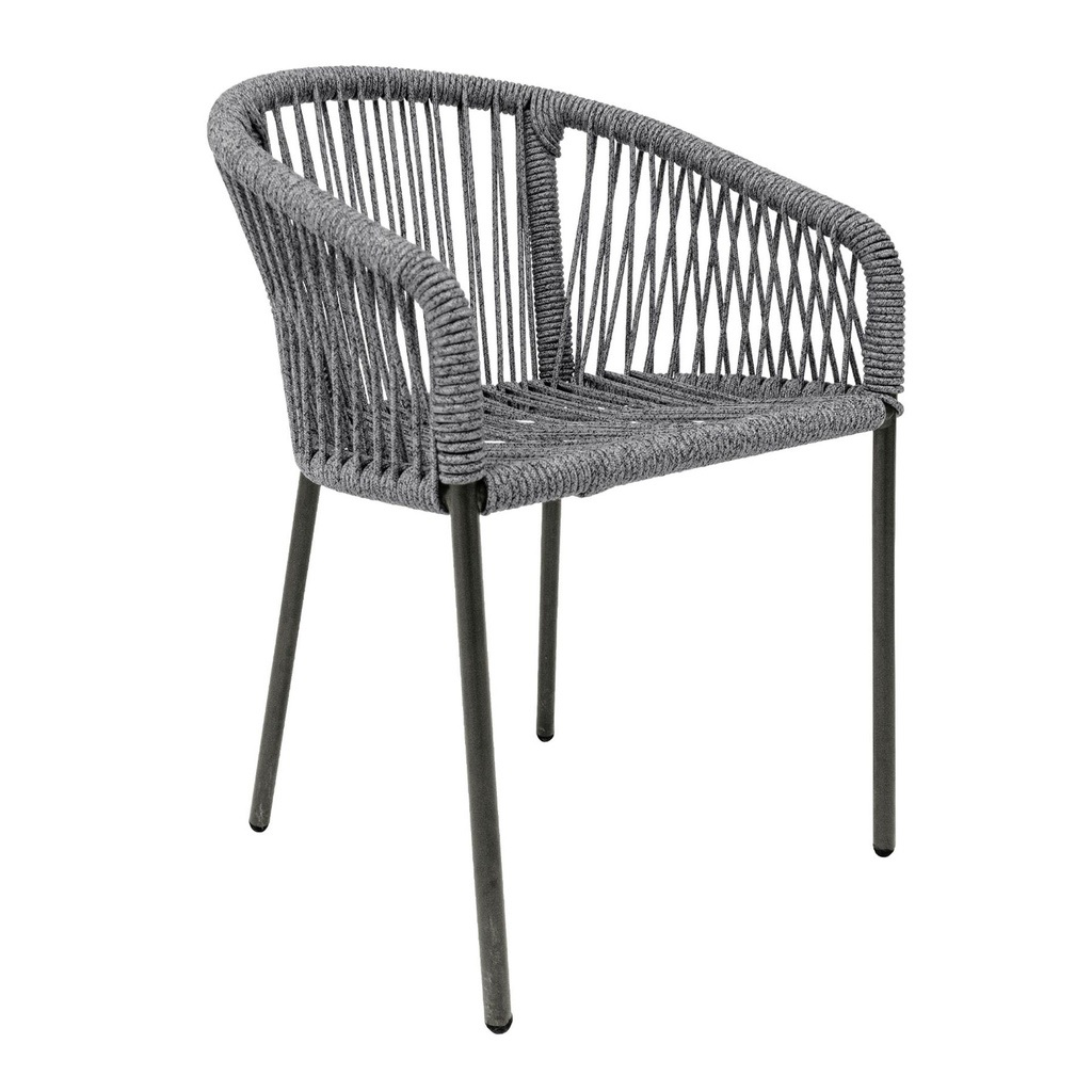 Tequila silla metal negro cuerda gris jaspeada // Exterior techado