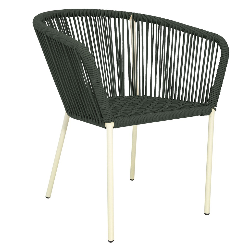 Ameca silla estructura beige cuerda verde militar // Exterior techado