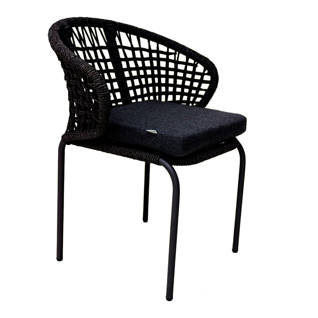 Chamela silla metal negro cuerda negra con cojin // Exterior techado