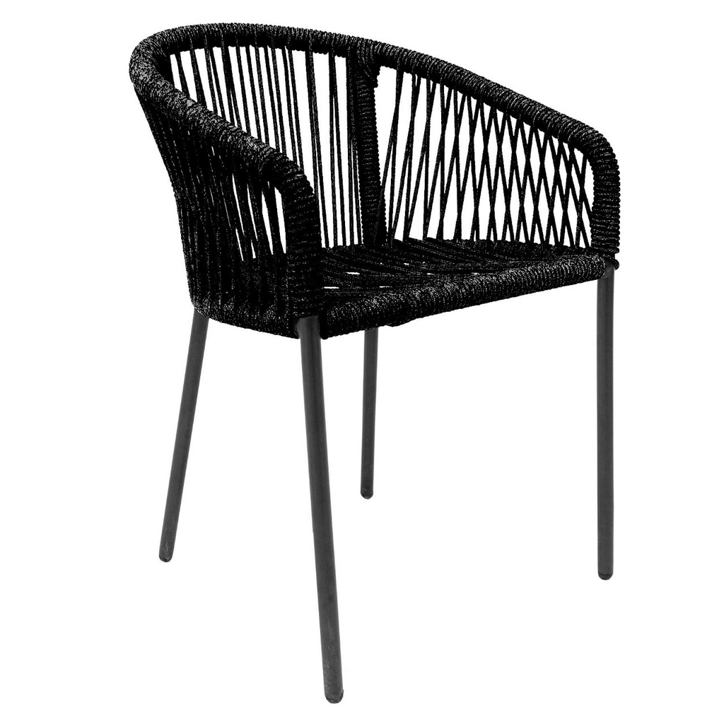 Tequila silla metal negro cuerda plana negra // Exterior techado