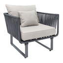 Vallarta sillón metal gris cuerda gris loneta antidecoloración // Exterior techado