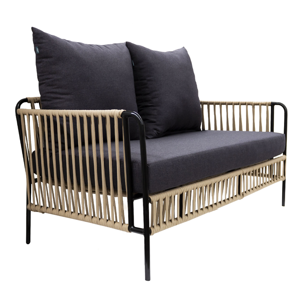 Chetumal love metal negro cuerda beige con cojinería // Exterior techado