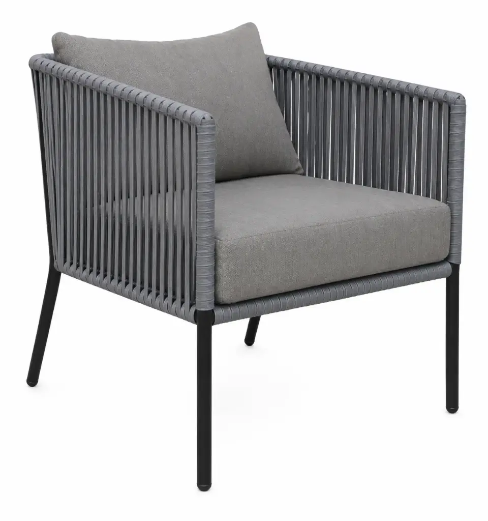 Tequila sillon acero galvanizado gris cuerda gris tela loneta antidecoloración // Exterior 100 %