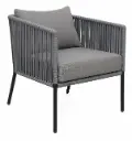 Tequila sillon acero galvanizado gris cuerda gris tela loneta antidecoloración // Exterior 100 %