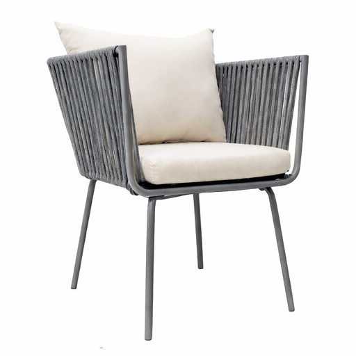 [54955SI] Chetumal silla acero galvanizado textilene gris cojinería loneta // Exterior 100%