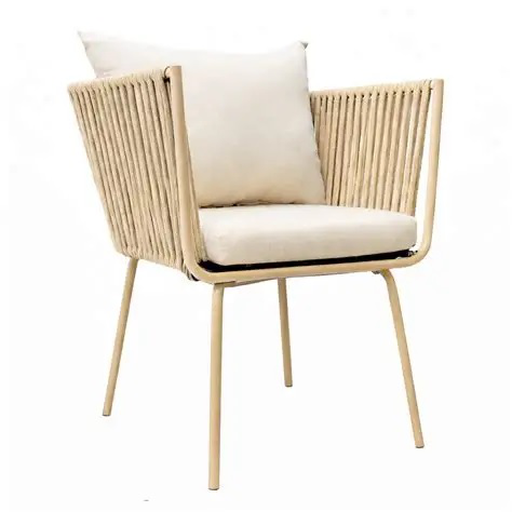 [54956SIT] Chetumal silla acero galvanizado beige textilene beige cojinería en tela loneta // Exterior 100%