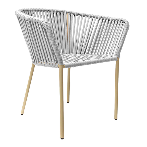 [55341SI] Jalisco silla metal beige cuerda blanca // Exterior techado