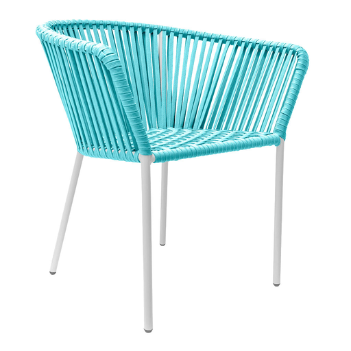 [55355SI] Jalisco silla metal blanco cuerda verde aqua // Exterior techado