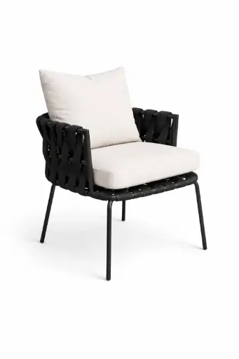 [57826SI] Veracruz silla cuerda negra textilne y loneta 100% exterior