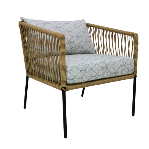 [TEQUILAT65] Tequila sillón metal negro cuerda beige loneta antidecoloración // Exterior techado