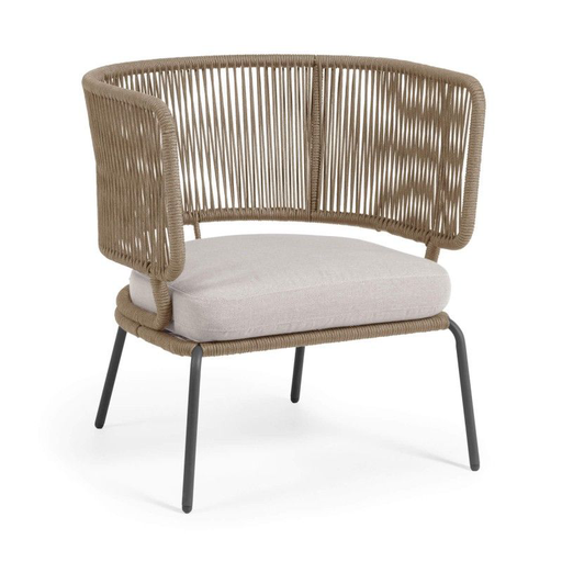 [62173SI] Avandaro sillón metal negro cuerda beige // Exterior techado