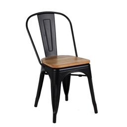 [MP003PE] Charlotte silla negra asiento de madera // MP