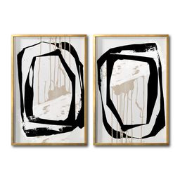 [Abstracto  028 A Y B-GD] Juego abstracto negro dorado arena cuadro decorativo codigo 028 A Y B-GD // MP