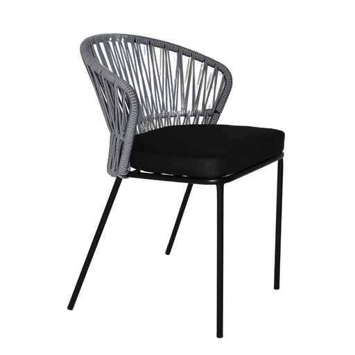 [CMX-SI-002] Etzatlan silla estibable metal negro cuerda negra cojín loneta // Pedido especial