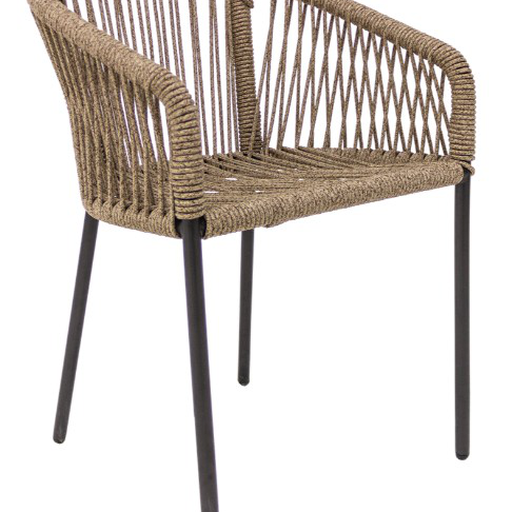 [57571SI] Tequila silla metal negro cuerda beige jaspeado // Pedido especial