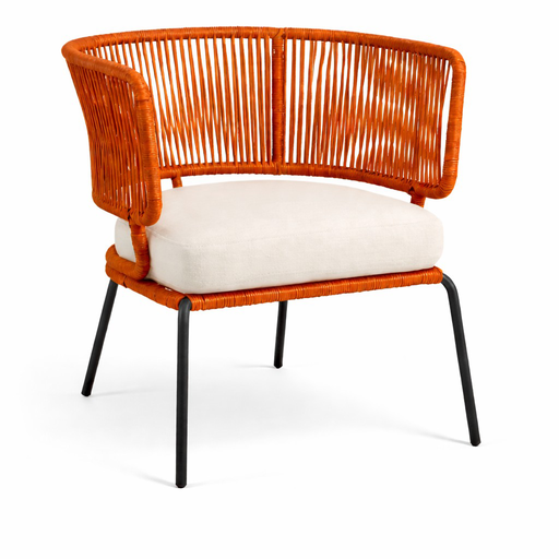 [62639SO] Avandaro sillón acero galvanizado negro textilene terracota y loneta // Exterior 100%