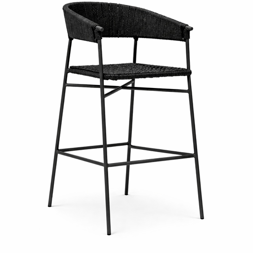 [62648BA] Zamora banco metal negro cuerda negra // Exterior techado