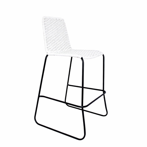 [58493BA] Cocula banco metal negro cuerda blanca // Exterior techado