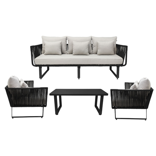 [62712SE] Vallarta sala 3+1+1+ mesa acero galvanizado cuerda textilene y loneta // Exterior 100%